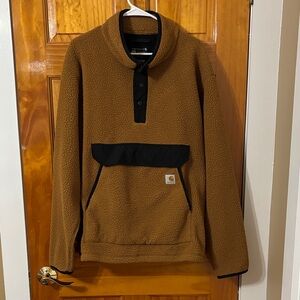 Carhartt Tan Fleece Pullover with Black Accents